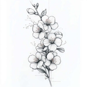 delicate-flowers tattoo design ideas no fill natural beauty for sternum