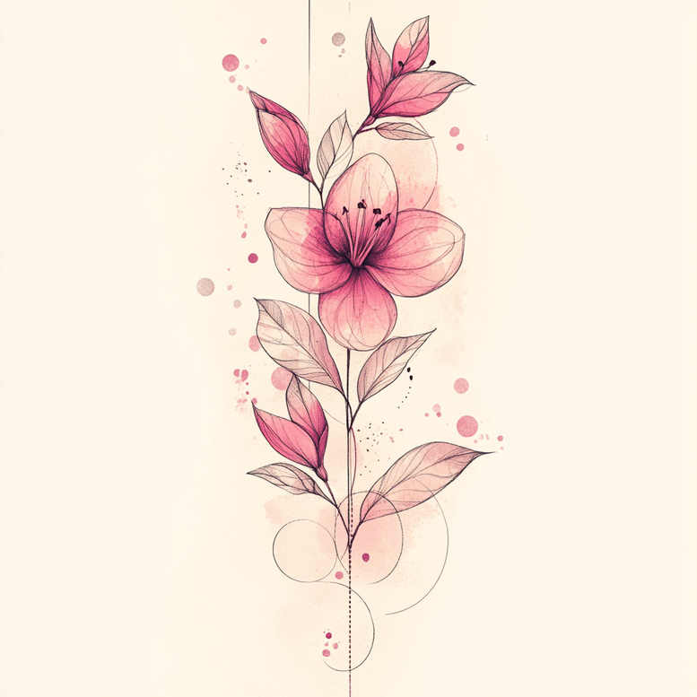 delicate-flowers tattoo design ideas sparse naturalistic for calf