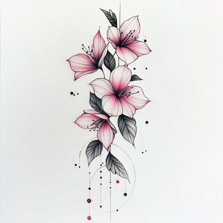 delicate-flowers tattoo design ideas short stroke ornamental for full back