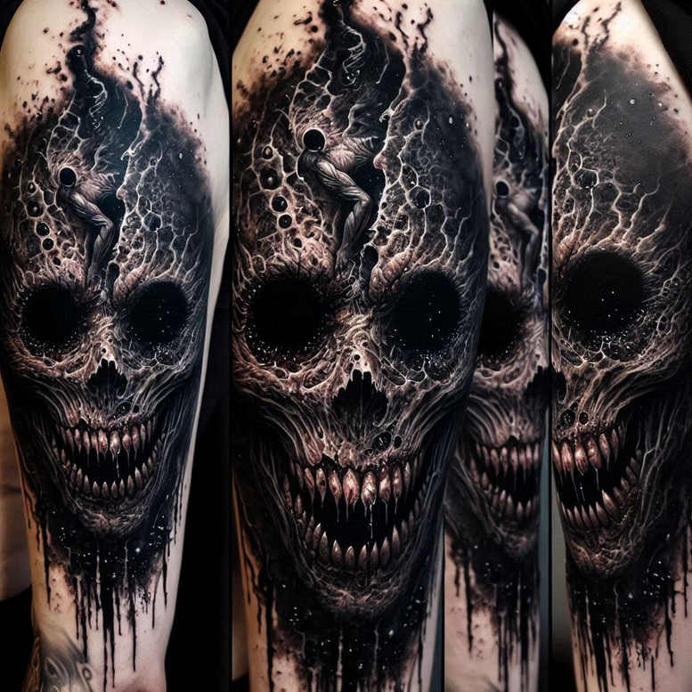 infernal-demon – tattoo design ideas free ai generated – surrealism-metamorphosis – for-lower-arm – Gallery: demons-inkby-ai