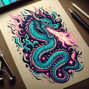 dragon-breath – tattoo design ideas free ai generated – despair – for-abdomen – Gallery: dragons-inkby-ai