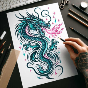 dragon-guardian – tattoo design ideas free ai generated – bizarre – for-upper-back – Gallery: dragons-inkby-ai