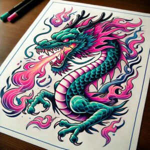 magical-dragon – tattoo design ideas free ai generated – mask – for-heel – Gallery: dragons-inkby-ai