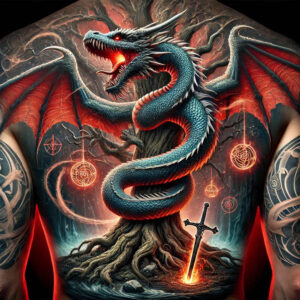 mythical-dragon – tattoo design ideas free ai generated – gagged – for-elbow – Gallery: dragons-inkby-ai