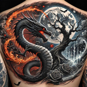 dragons tattoo design ideas Realism photo-like tattoo detailed scales symbolising courage