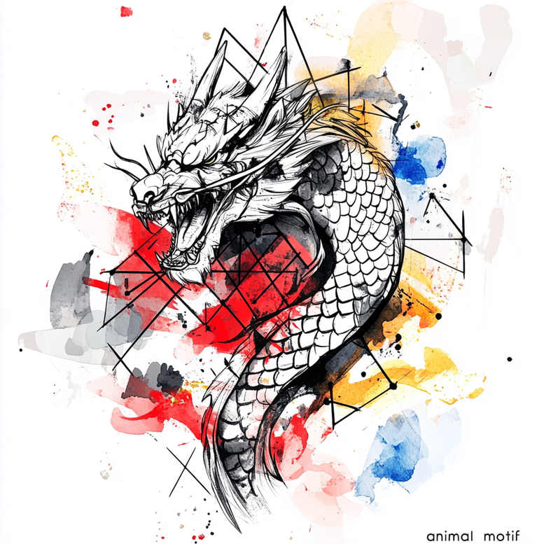 dragons tattoo design ideas deep-shading fierce silhouette symbolising strength