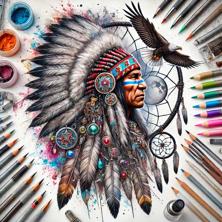 dreamcatcher-web – tattoo design ideas free ai generated – neotraditional-layered-shading – for-back-of-neck – Gallery: dreamcatchers-inkby-ai