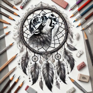 dreamcatcher-with-spiritual-motif – tattoo design ideas free ai generated – realism-smooth-blackwork – for-palm – Gallery: dreamcatchers-inkby-ai
