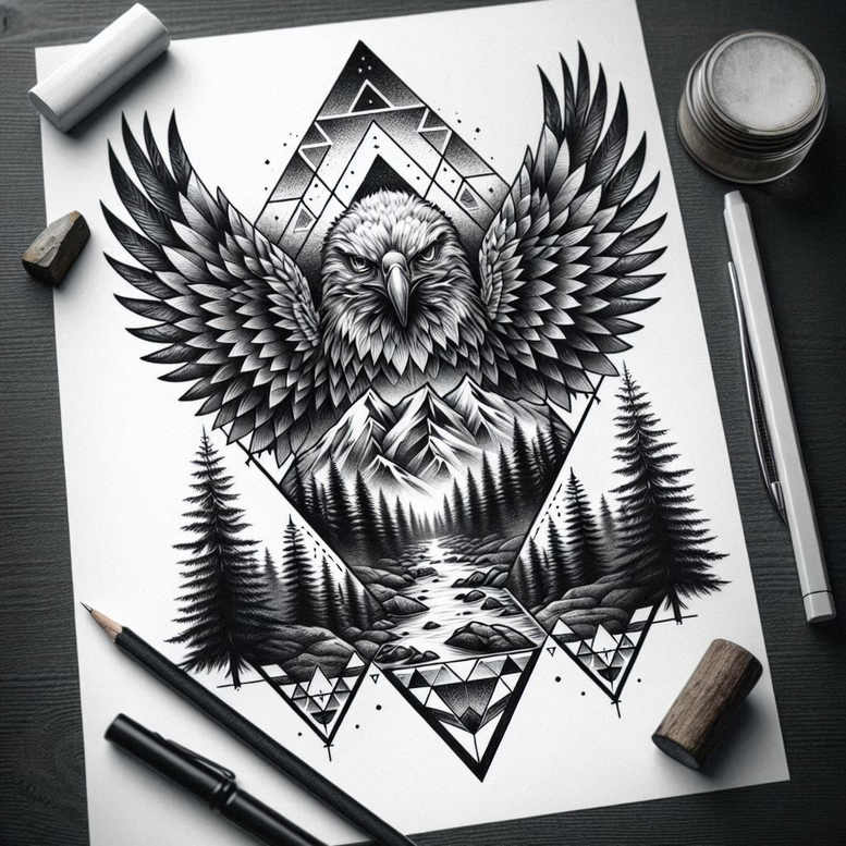 eagles tattoo design ideas expressive lines majestic for calf