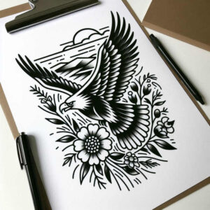 eagles tattoo design ideas distorted perspective naturalistic embodying resilience