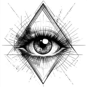 eye-with-shadow – tattoo design ideas free ai generated – surrealism-dynamic-shapes – for-toe – Gallery: eyes-inkby-ai