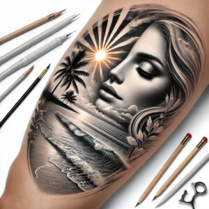 child-face – tattoo design ideas free ai generated – surrealism-visionary – for-thigh – Gallery: faces-inkby-ai