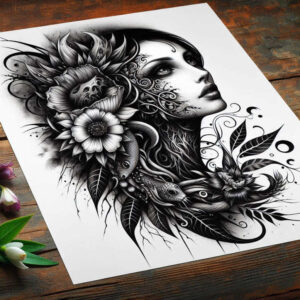 colored-face – tattoo design ideas free ai generated – realism-natural-color-palette – for-lower-thigh – Gallery: faces-inkby-ai