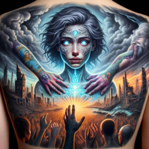 delicate-face – tattoo design ideas free ai generated – realism-form-fidelity – for-lower-chest – Gallery: faces-inkby-ai