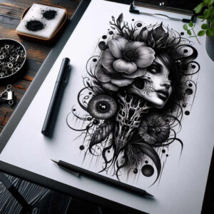 detailed-visage-for-men – tattoo design ideas free ai generated – surrealism-morphic – for-triceps – Gallery: faces-inkby-ai