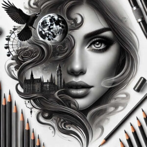 face – tattoo design ideas free ai generated – surrealism-symbolism – for-temple – Gallery: faces-inkby-ai
