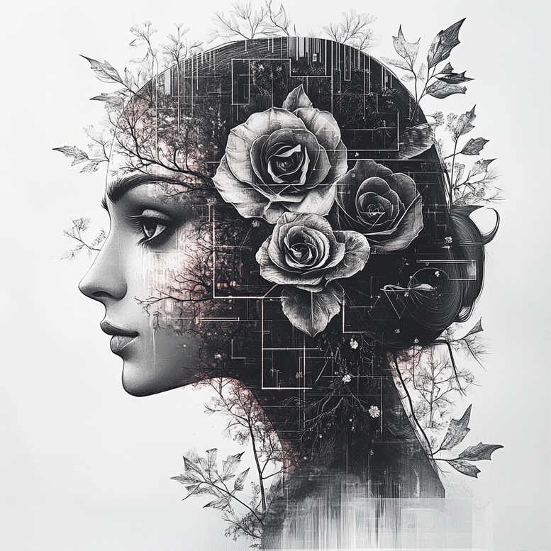 feathered-face – tattoo design ideas free ai generated – realism-subtle-saturation – for-knee – Gallery: faces-inkby-ai