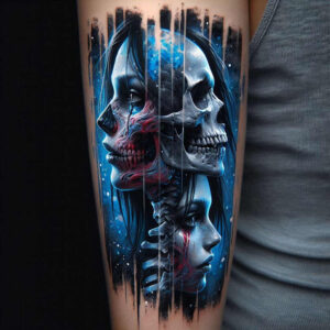 floral-face – tattoo design ideas free ai generated – realism-emotional-realism – for-spine – Gallery: faces-inkby-ai