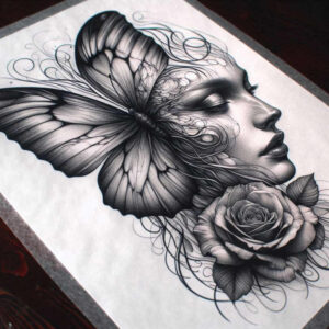 floral-face – tattoo design ideas free ai generated – realism-ink-precision – for-ribs – Gallery: faces-inkby-ai