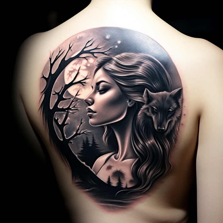 ornamented-face – tattoo design ideas free ai generated – realism-realistic-gleam – for-back – Gallery: faces-inkby-ai