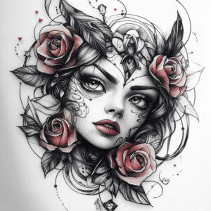 realistic-visage – tattoo design ideas free ai generated – surrealism-transcendent – for-thigh – Gallery: faces-inkby-ai