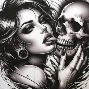 shadow-face – tattoo design ideas free ai generated – neotraditional-clean-fill – for-side-torso – Gallery: faces-inkby-ai