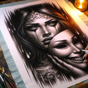 spiritual-face – tattoo design ideas free ai generated – realism-smooth-gradients – for-palm – Gallery: faces-inkby-ai