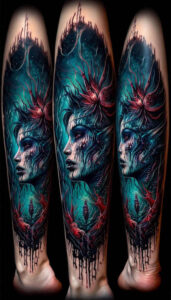 spiritual-face – tattoo design ideas free ai generated – realism-visual-truth – for-upper-back – Gallery: faces-inkby-ai