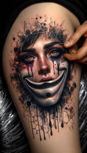 surreal-face – tattoo design ideas free ai generated – neotraditional-classic-composition – for-wrist – Gallery: faces-inkby-ai