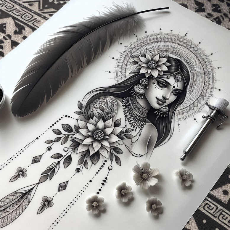 symbolic-face – tattoo design ideas free ai generated – surrealism-symbolic – for-neck – Gallery: faces-inkby-ai