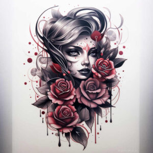 symbolic-face – tattoo design ideas free ai generated – surrealism-unreal – for-collarbone – Gallery: faces-inkby-ai