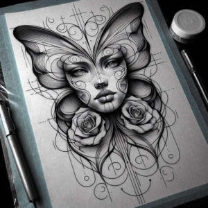 faces tattoo design ideas Realism transparent layer angular represents perseverance