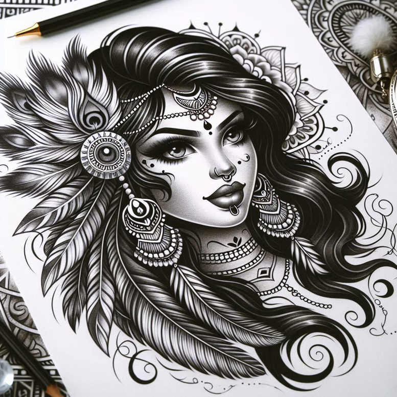 faces tattoo design ideas Realism photo-like tattoo character symbol of resilience
