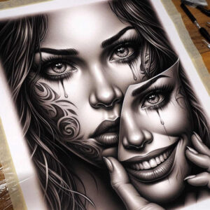 faces tattoo design ideas Realism full detail character symbolising strength