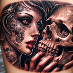 faces tattoo design ideas Surrealism unearthly facial expression for side