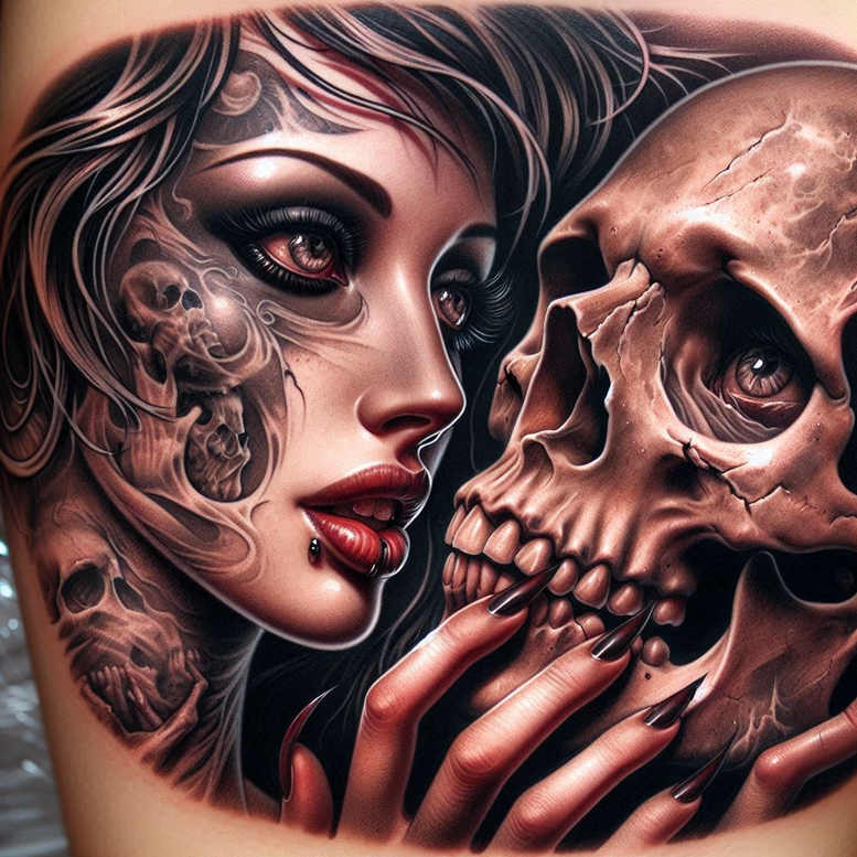 faces tattoo design ideas Surrealism unearthly facial expression for side