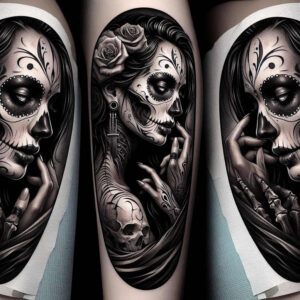 faces tattoo design ideas Surrealism enigmatic lifelike for chest