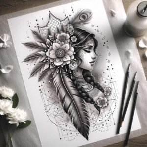 faces tattoo design ideas Surrealism dreamlike realistic for spine
