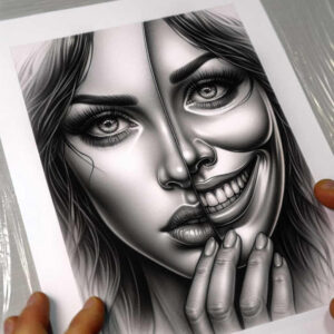 faces tattoo design ideas refined lines soft shading meaning courage