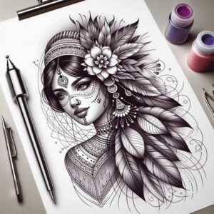 faces tattoo design ideas artistic shading strong features symbolising resilience