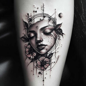 tattoo-face – tattoo design ideas free ai generated – neotraditional-bold-color – for-side – Gallery: faces-inkby-ai