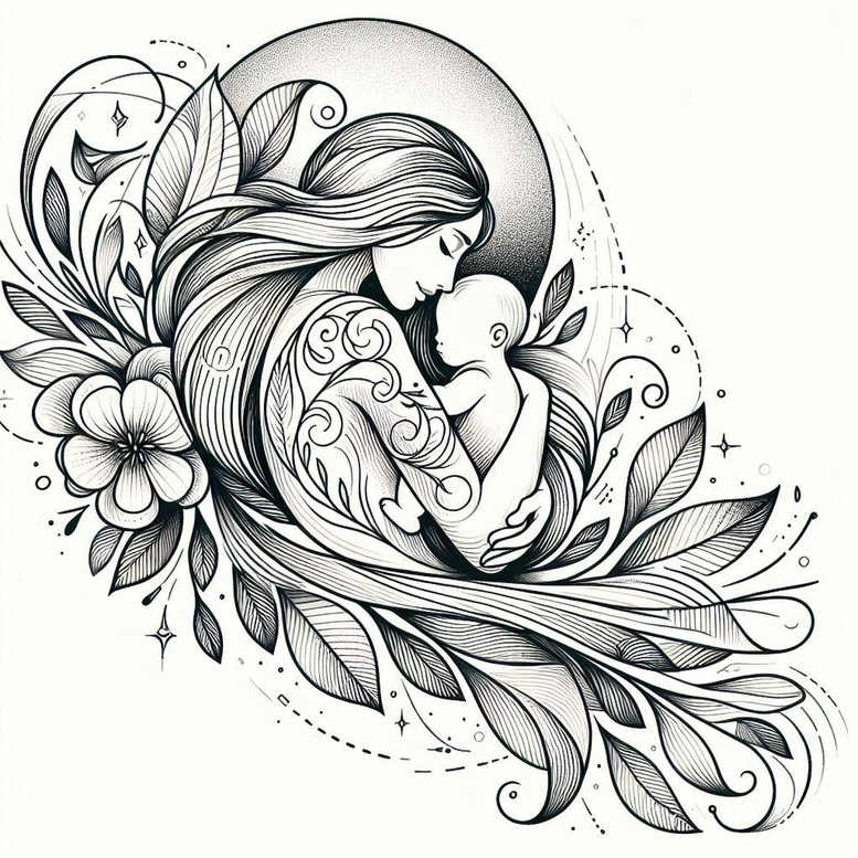 family-motif – tattoo design ideas free ai generated – clear-cut – for-upper-chest – Gallery: family-inkby-ai
