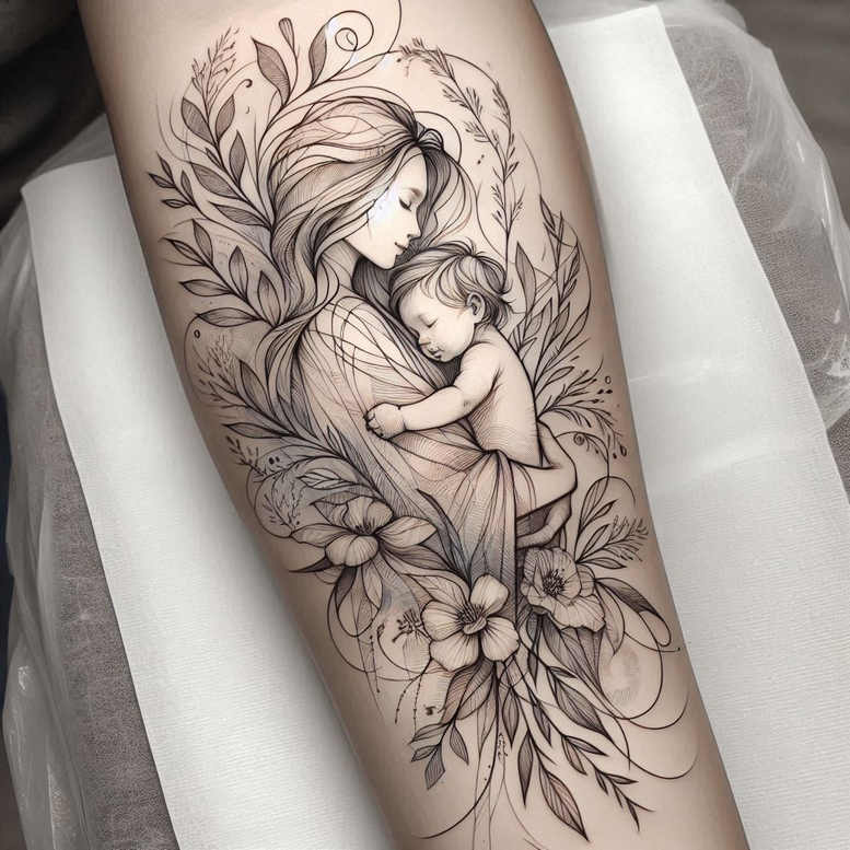 family-tree-tattoo – tattoo design ideas free ai generated – no-shading – for-toe – Gallery: family-inkby-ai