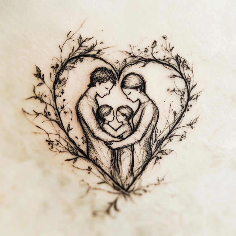 flower-motif-tattoo – tattoo design ideas free ai generated – thin-line – for-upper-arm – Gallery: family-inkby-ai