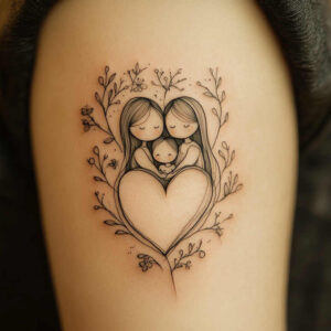 portrait-tattoo – tattoo design ideas free ai generated – negative-space – for-upper-shoulder – Gallery: family-inkby-ai
