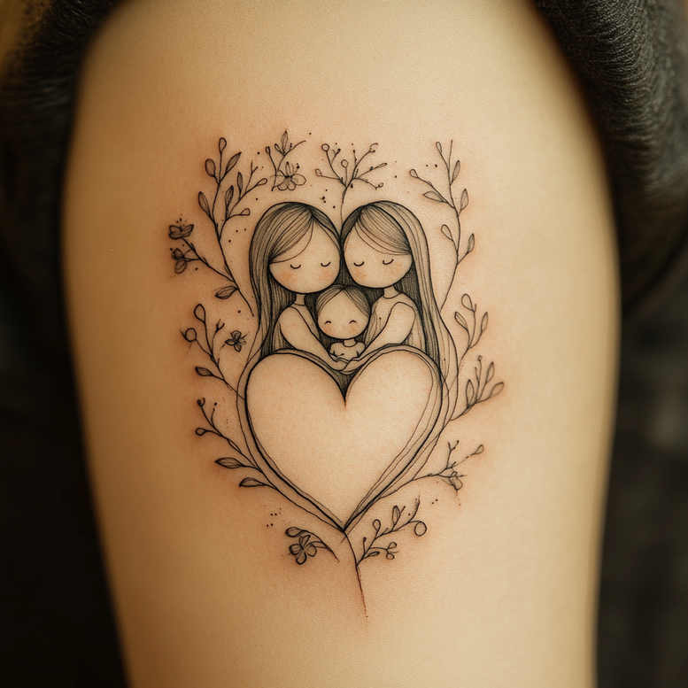 portrait-tattoo – tattoo design ideas free ai generated – negative-space – for-upper-shoulder – Gallery: family-inkby-ai
