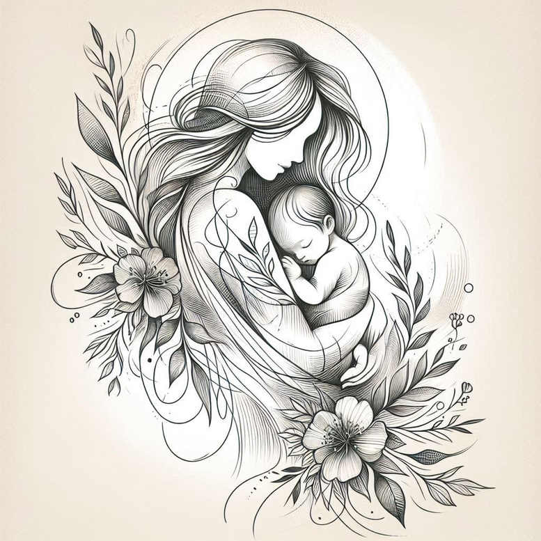 family tattoo design ideas Realism deep shadows protection motif for arm