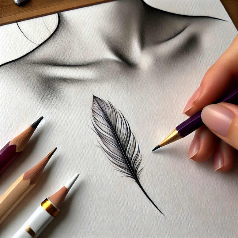 feather-illustration-thin-line-for-lower-thigh – tattoo design ideas free ai generated – Gallery: feathers-inkby-ai