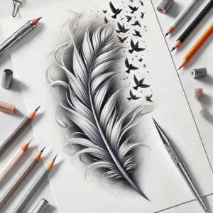 feathers tattoo design ideas ultra-thin curved shows strength
