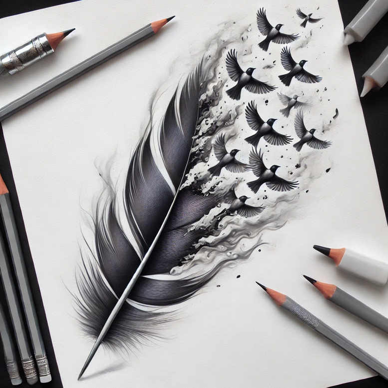 feathers tattoo design ideas micro symbol subtle gradients symbolising perseverance